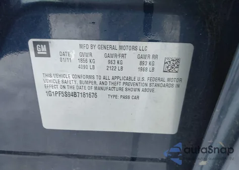 2011 Chevrolet Cruze 1Lt from USA, damaged, VIN 1G1PF5S94B7181676